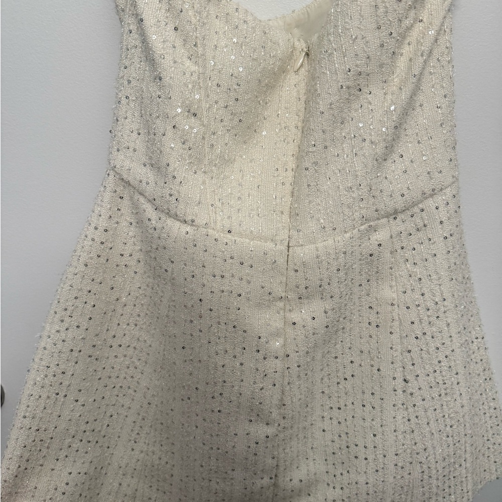 Meshki Strapless Beaded Mini Dress in Ivory White - Picture 7 of 7